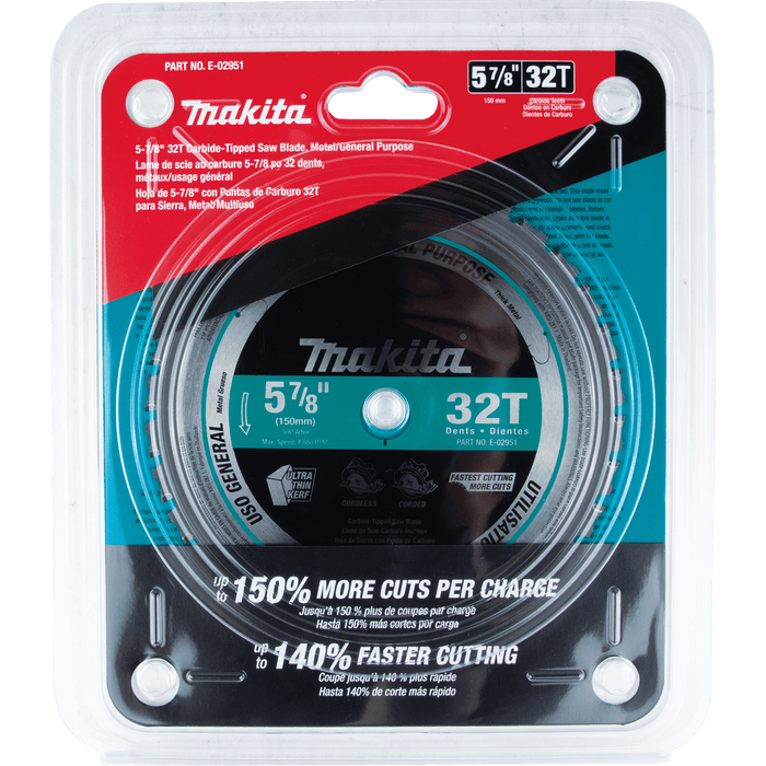 Makita (E - 02951) 5 - 7/8" 32T Carbide - Tipped Saw Blade, Metal/General Purpose - Pacific Power Tools