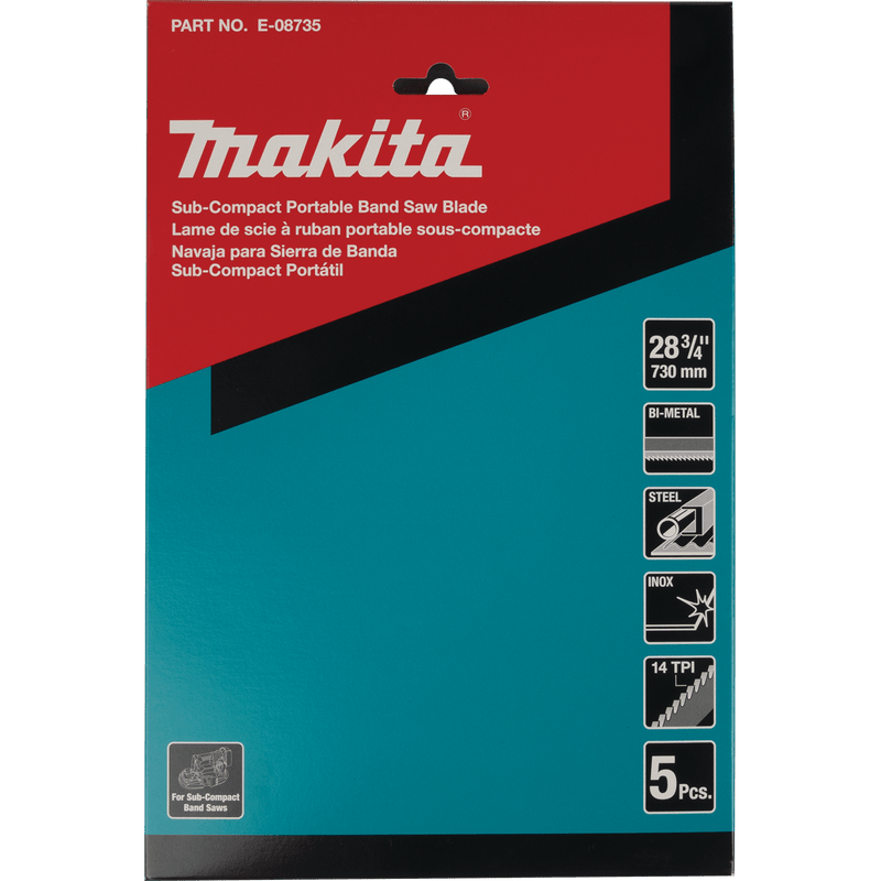 Makita (E - 08735) 28‑3/4" 14 TPI Bi‑Metal Sub‑Compact Portable Band Saw Blade, 5 pk - Pacific Power Tools