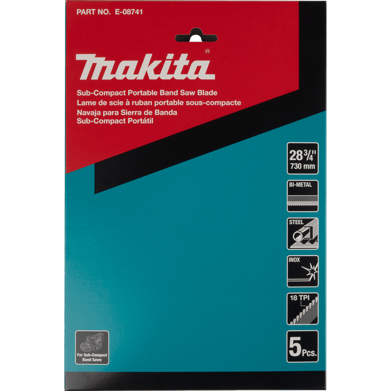 Makita (E - 08741) 28‑3/4" 18 TPI Bi‑Metal Sub‑Compact Portable Band Saw Blade, 5 pk - Pacific Power Tools