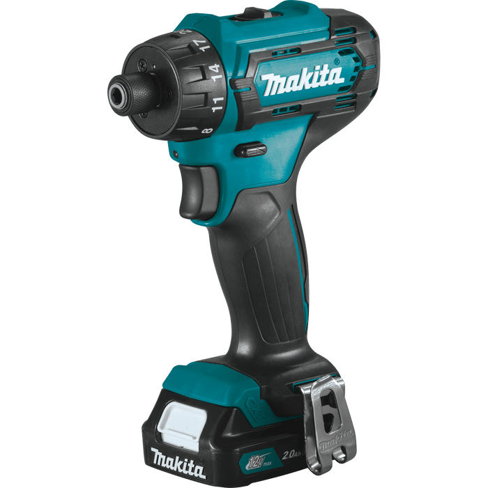 Makita (FD10R1) 12V max CXT® Lithium - Ion Cordless 1/4" Hex Screwdriver Kit, 2 - speed, var. spd., L.E.D. Light, case (2.0Ah) - Pacific Power Tools