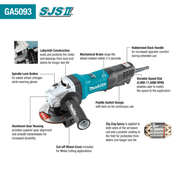 Makita (GA5093) 5" SJS™II High‑Power Angle Grinder, Paddle Switch, w/Brake - Pacific Power Tools