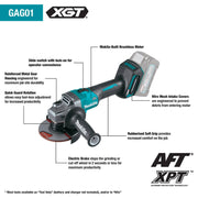 Makita (GAG01Z) 40V max XGT® Brushless 4 - 1/2” / 5" Angle Grinder (Tool Only) - Pacific Power Tools