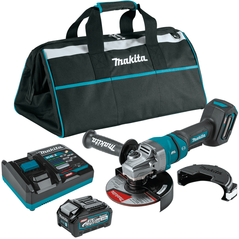 Makita (GAG14M1) 40V max XGT® Brushless Cordless 4 - 1/2” / 6" Paddle Switch Angle Grinder Kit, electric brake, no lock - off, lock - on, bag, with one battery (4.0Ah) - Pacific Power Tools