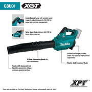 Makita (GBU01M1 - R) 40V max XGT® Brushless Blower Kit (4.0Ah) - Pacific Power Tools