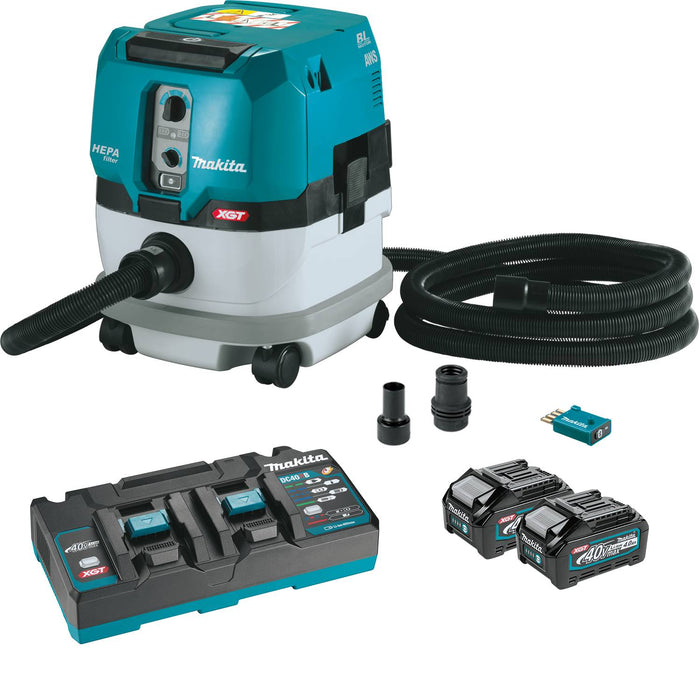 Makita (GCV02PMU) 40V max XGT® Brushless 2.1 Gallon HEPA Filter Dry Dust Extractor Kit (4.0Ah) - Pacific Power Tools