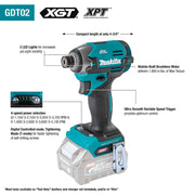 Makita (GDT02D) 40V max XGT® Brushless 4 - Speed Impact Driver Kit (2.5Ah) - Pacific Power Tools