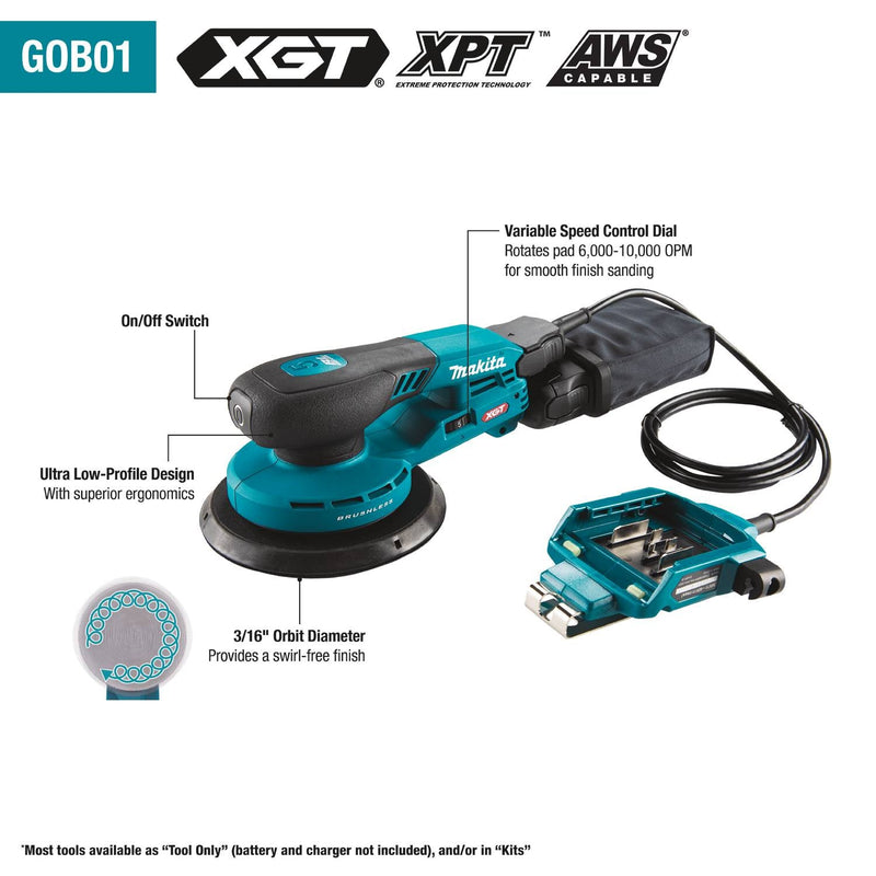 Makita (GOB01CZ) 40V max XGT® Brushless 6" Random Orbit Sander (Tool Only) - Pacific Power Tools