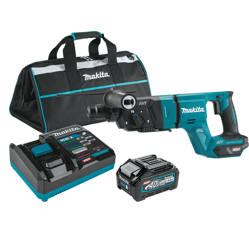 Makita (GRH07M1) 40V max XGT® Brushless 1 - 1/8" AVT® Rotary Hammer (D - Handle) Kit, accepts SDS - PLUS bits, AFT®, AWS® Capable, with one battery (4.0Ah) - Pacific Power Tools