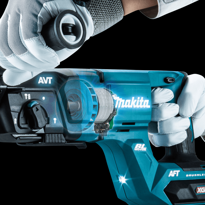 Makita (GRH07M1) 40V max XGT® Brushless 1 - 1/8" AVT® Rotary Hammer (D - Handle) Kit, accepts SDS - PLUS bits, AFT®, AWS® Capable, with one battery (4.0Ah) - Pacific Power Tools