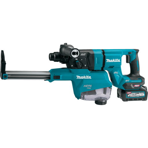Makita (GRH07M1W) 40V max XGT® Brushless 1 - 1/8" SDS - PLUS AVT® Rotary Hammer (D - Handle) Kit w/ Dust Extractor, AFT®, AWS® Capable (4.0Ah) - Pacific Power Tools