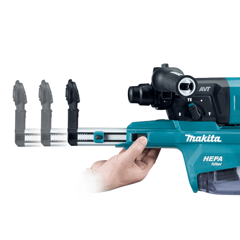 Makita (GRH07M1W) 40V max XGT® Brushless 1 - 1/8" SDS - PLUS AVT® Rotary Hammer (D - Handle) Kit w/ Dust Extractor, AFT®, AWS® Capable (4.0Ah) - Pacific Power Tools