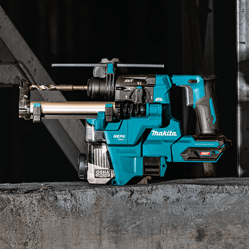 Makita (GRH10D1W) 40V max XGT® Brushless 13/16" SDS - PLUS AVT® Rotary Hammer Kit w/ Dust Extractor, AFT®, AWS® Capable (2.5Ah) - Pacific Power Tools