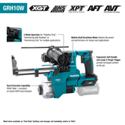 Makita (GRH10D1W) 40V max XGT® Brushless 13/16" SDS - PLUS AVT® Rotary Hammer Kit w/ Dust Extractor, AFT®, AWS® Capable (2.5Ah) - Pacific Power Tools