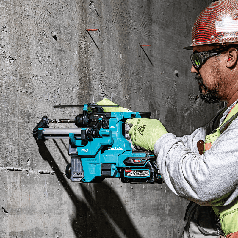 Makita (GRH10D1W) 40V max XGT® Brushless 13/16" SDS - PLUS AVT® Rotary Hammer Kit w/ Dust Extractor, AFT®, AWS® Capable (2.5Ah) - Pacific Power Tools