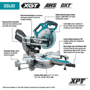 Makita (GSL02M1) 40V max XGT® Brushless 8 - 1/2" Dual - Bevel Sliding Compound Miter Saw Kit (4.0Ah) - Pacific Power Tools