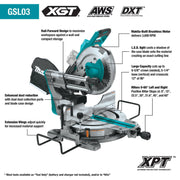 Makita (GSL03Z) 40V max XGT® Brushless 10" Dual - Bevel Sliding Compound Miter Saw (Tool Only) - Pacific Power Tools