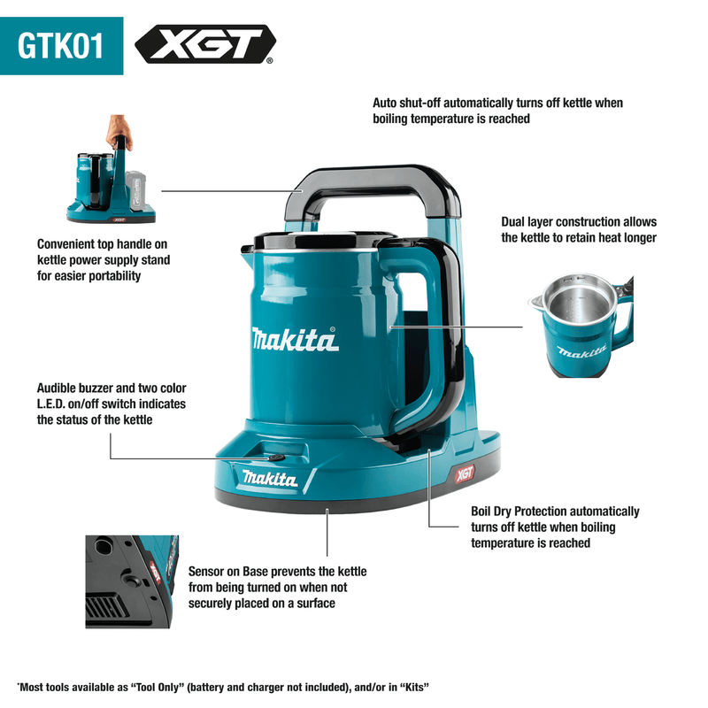 Makita (GTK01Z) 40V max XGT® Hot Water Kettle (Tool Only) - Pacific Power Tools