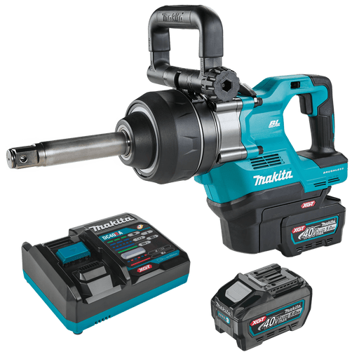Makita (GWT10T) 40V max XGT® Brushless 4‑Sp. High‑Torque 1" Sq. Drive D‑Handle Extended Anvil Impact Wrench kit w/ Friction Ring (5.0Ah) - Pacific Power Tools
