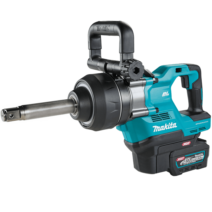 Makita (GWT10T) 40V max XGT® Brushless 4‑Sp. High‑Torque 1" Sq. Drive D‑Handle Extended Anvil Impact Wrench kit w/ Friction Ring (5.0Ah) - Pacific Power Tools