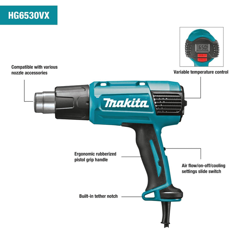 Makita (HG6530VK) Variable Temperature Heat Gun Kit w/LCD Digital Display - Pacific Power Tools