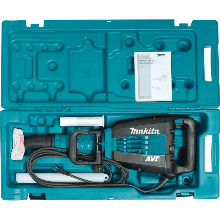 Makita (HM1214C) 27 lb. AVT® Demolition Hammer, accepts SDS - MAX bits, case (w/ wheels) - Pacific Power Tools