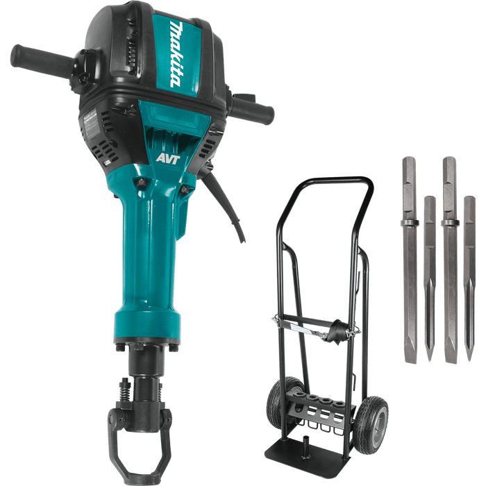 Makita (HM1812X3) 70 lb. Advanced AVT® Breaker Hammer, 1 - 1/8" Hex, 4 - piece steel set, premium cart - Pacific Power Tools