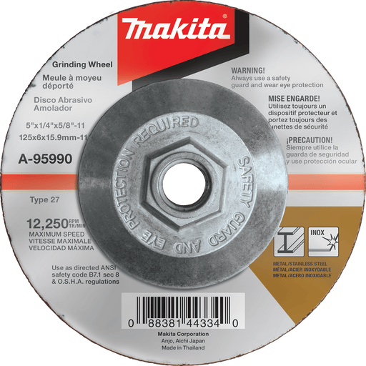 Makita INOX Grinding Wheel, 36 Grit Non - Hubbed/ Hubbed - Pacific Power Tools