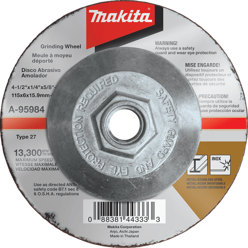 Makita INOX Grinding Wheel, 36 Grit Non - Hubbed/ Hubbed - Pacific Power Tools
