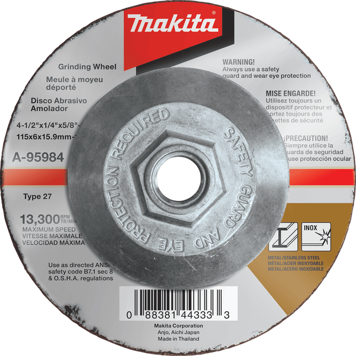 Makita INOX Grinding Wheel, 36 Grit Non - Hubbed/ Hubbed - Pacific Power Tools