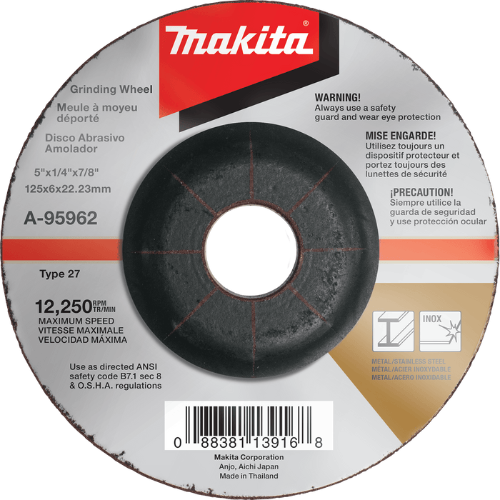 Makita INOX Grinding Wheel, 36 Grit Non - Hubbed/ Hubbed - Pacific Power Tools