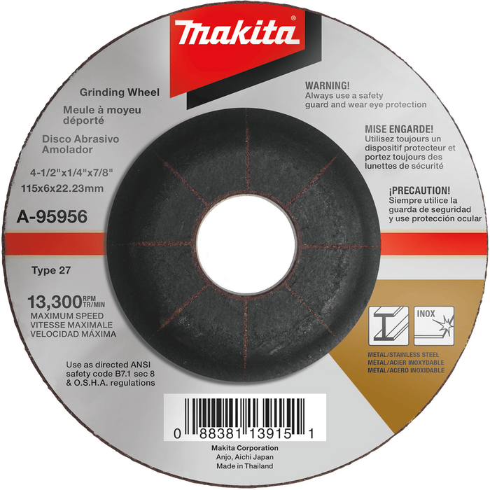 Makita INOX Grinding Wheel, 36 Grit Non - Hubbed/ Hubbed - Pacific Power Tools
