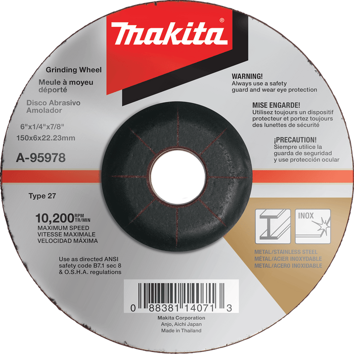 Makita INOX Grinding Wheel, 36 Grit Non - Hubbed/ Hubbed - Pacific Power Tools