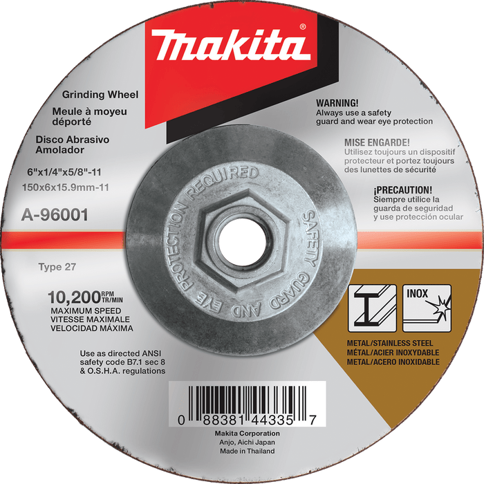 Makita INOX Grinding Wheel, 36 Grit Non - Hubbed/ Hubbed - Pacific Power Tools