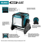 Makita (ML005G) 40V max XGT® / 18V LXT® Work Light (Light Only) - Pacific Power Tools