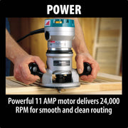Makita (RF1101) 2 - 1/4 HP Router, 8,000 - 24,000 RPM, var. spd. - Pacific Power Tools