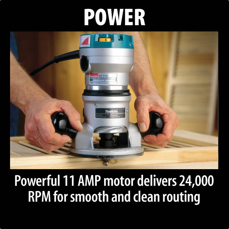 Makita (RF1101) 2 - 1/4 HP Router, 8,000 - 24,000 RPM, var. spd. - Pacific Power Tools