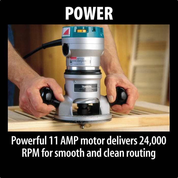 Makita (RF1101) 2 - 1/4 HP Router, 8,000 - 24,000 RPM, var. spd. - Pacific Power Tools