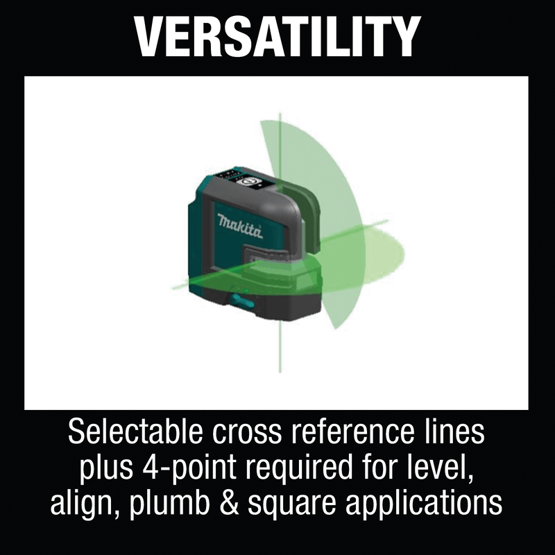 Makita (SK106GDZ) 12V max CXT® Lithium‑Ion Self‑Leveling Cross‑Line/4‑Point Green Beam Laser, Tool Only - Pacific Power Tools