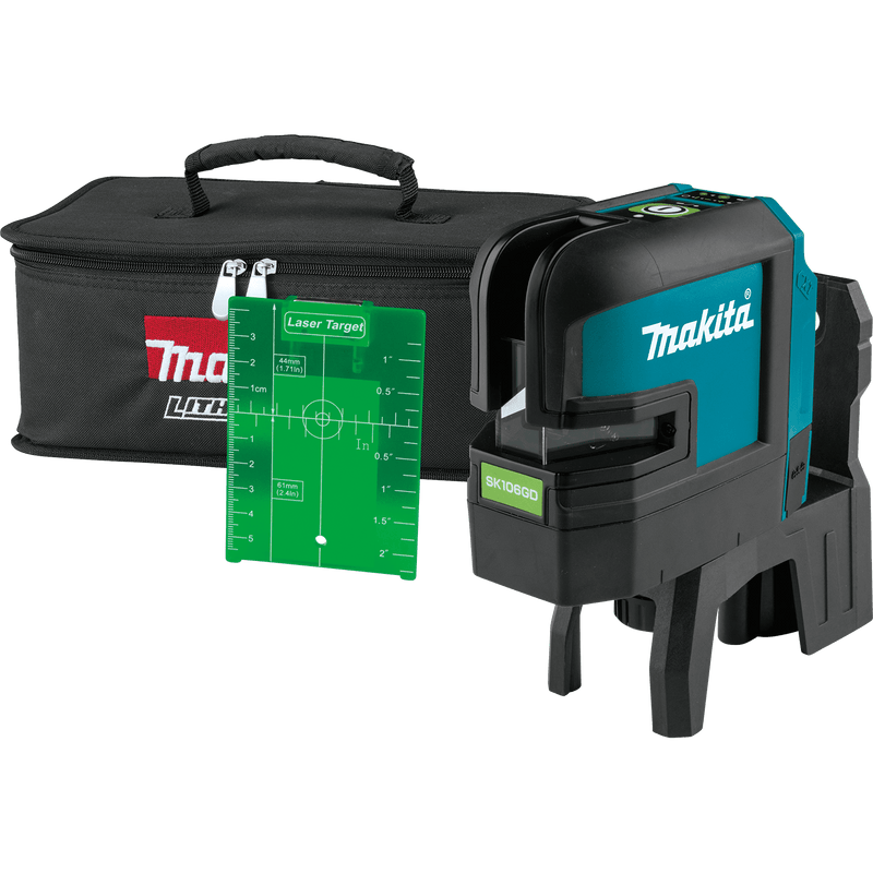 Makita (SK106GDZ) 12V max CXT® Lithium‑Ion Self‑Leveling Cross‑Line/4‑Point Green Beam Laser, Tool Only - Pacific Power Tools