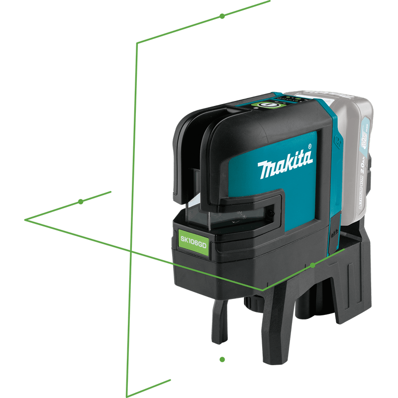 Makita (SK106GDZ) 12V max CXT® Lithium‑Ion Self‑Leveling Cross‑Line/4‑Point Green Beam Laser, Tool Only - Pacific Power Tools