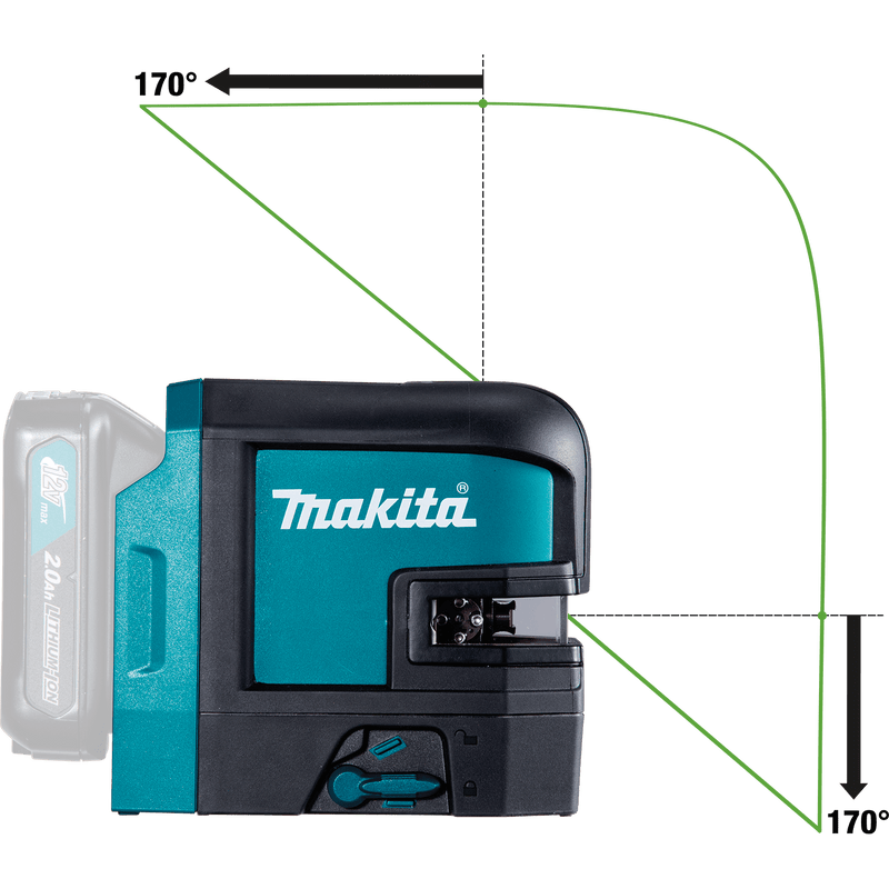 Makita (SK106GDZ) 12V max CXT® Lithium‑Ion Self‑Leveling Cross‑Line/4‑Point Green Beam Laser, Tool Only - Pacific Power Tools