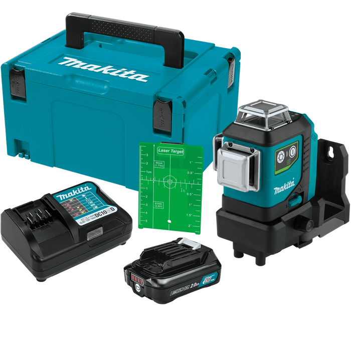 Makita (SK700GDNAJ) 12V max CXT® Self - Leveling 360° 3 - Plane Green Laser Kit (2.0Ah) - Pacific Power Tools