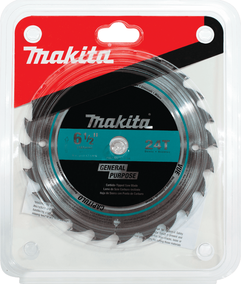 Makita (T - 01404) 6‑1/2" 24T Carbide‑Tipped Circular Saw Blade, Framing - Pacific Power Tools