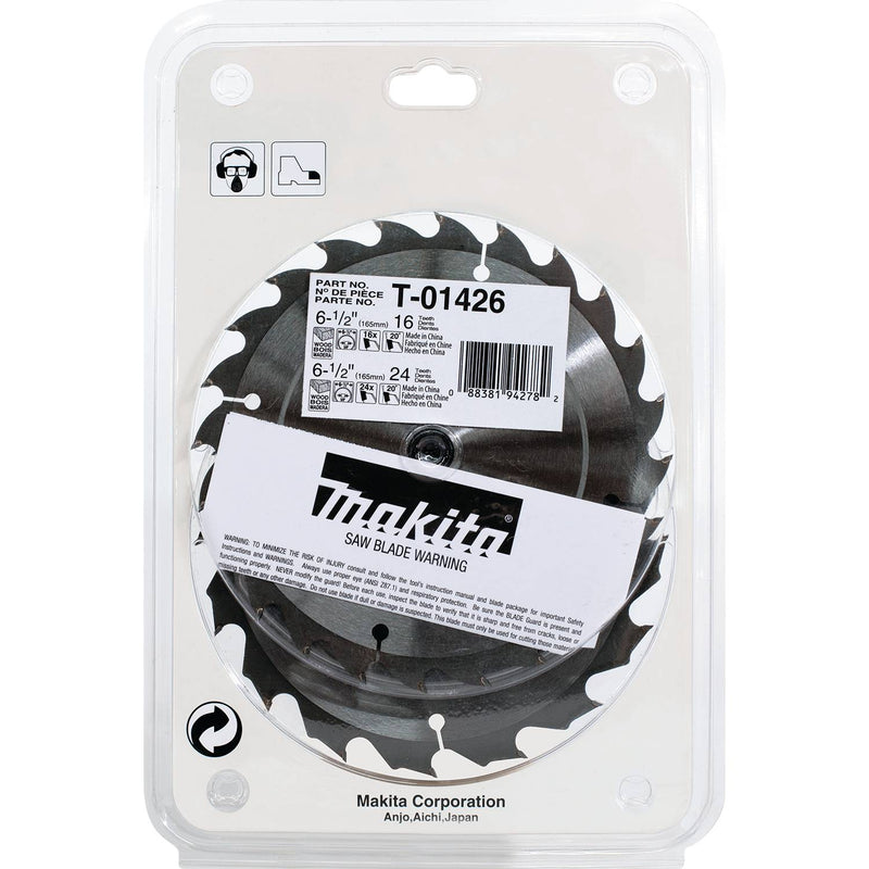 Makita (T - 01426) 2 Pc. 6 - 1/2" Carbide - Tipped Circular Saw Blade Set - Pacific Power Tools