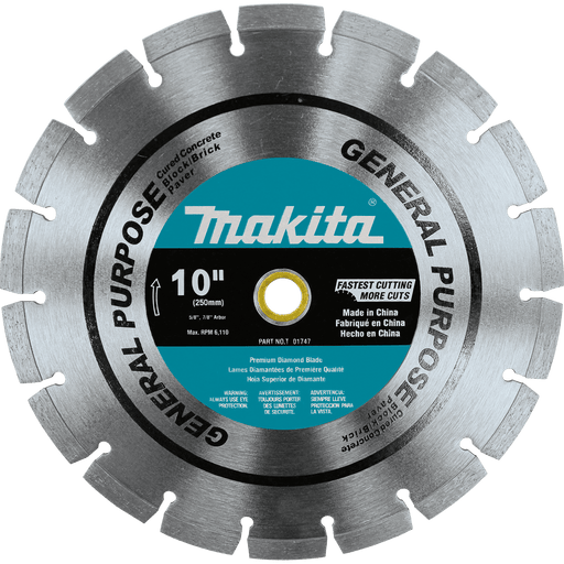 Makita (T - 01747) 10" Diamond Blade, Segmented, General Purpose - Pacific Power Tools