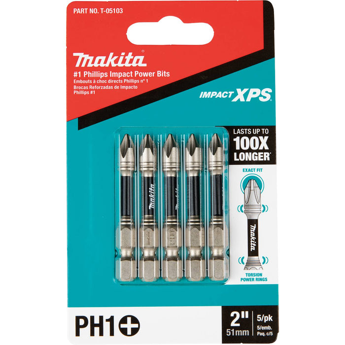 Makita (T - 05103) Impact XPS® 1 Phillips 2" Power Bit, 5/pk - Pacific Power Tools