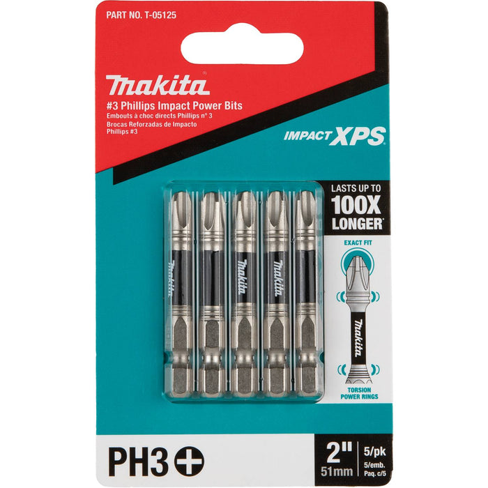 Makita (T - 05125) Impact XPS® 3 Phillips 2" Power Bit, 5/pk - Pacific Power Tools