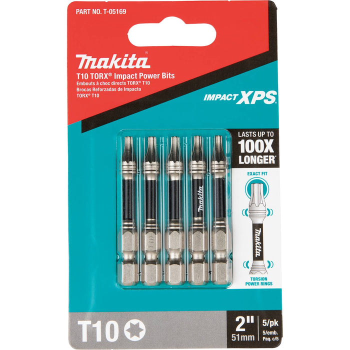 Makita (T - 05169) Impact XPS® T10 Torx 2" Power Bit, 5/pk - Pacific Power Tools