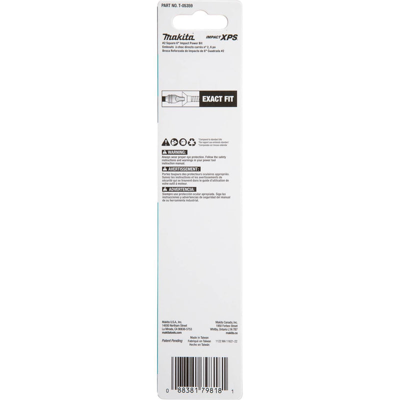 Makita (T - 05359) Impact XPS® #2 Square 6" Power Bit - Pacific Power Tools