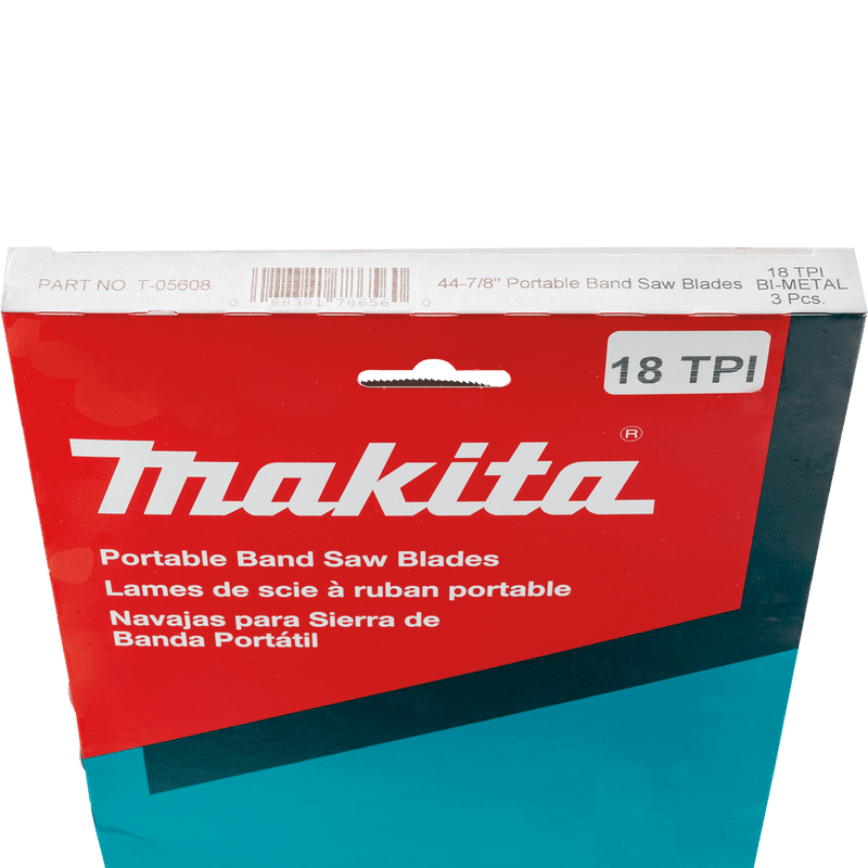 Makita (T - 05608) 44‑7/8" 18 TPI Bi‑Metal Portable Band Saw Blade, 3 pk - Pacific Power Tools